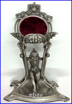 Art Nouveau Antique Pocket Watch Holder Achille Gamba Pewter Awesome