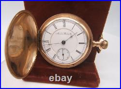 Aurora Watch Co 18 Size Pocket Watch Gf Engraved Hunter Case 17j Running