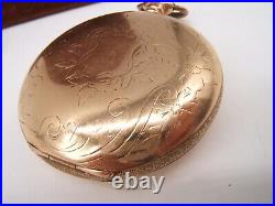 Aurora Watch Co 18 Size Pocket Watch Gf Engraved Hunter Case 17j Running