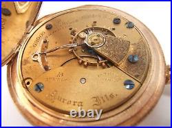 Aurora Watch Co 18 Size Pocket Watch Gf Engraved Hunter Case 17j Running