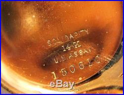 BEAUTIFUL 14K YELLOW GOLD CASE 34MM 1902 ELGIN 0S 7J POCKET WATCH