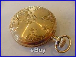 BEAUTIFUL 1895 MINTY 14K SOLID GOLD HUNTING CASE EDGE MERE! CRISP! Nice Watch