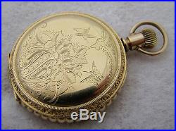 Beautiful Antique 6s Elgin Gold Filled Hunter Case Fancy Dial Pocket Watch
