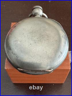 BIG VINTAGE 18 SIZE AMERICAN WALTHAM POCKET WATCH CASE, 4 OZ. COIN SILVER KWithKS