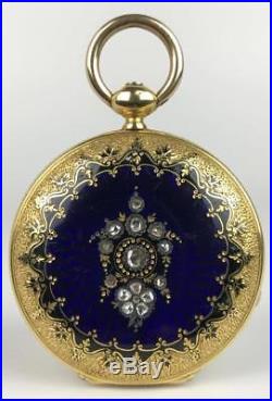 BREITLING LAEDERICH 1868 18k Gold + Diamond Hunter Case Key Wind Pocket Watch