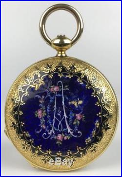 BREITLING LAEDERICH 1868 18k Gold + Diamond Hunter Case Key Wind Pocket Watch