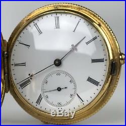 BREITLING LAEDERICH 1868 18k Gold + Diamond Hunter Case Key Wind Pocket Watch