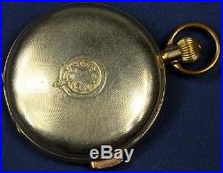 B 595. Swiss Repeater Pocket Watch Hunting Case 55 MM Near Mint Porcelain Dial