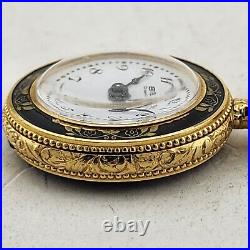 B. W. C. Antique Pendant Pocket Watch Breguet Hand Painted Enamel Case