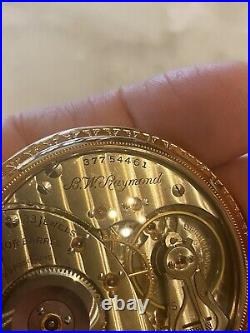 Beautiful 16 Size Pocket Watch Elgin B. W. Raymond 23 Jewels Salesman Sample Case