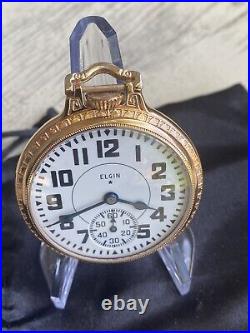Beautiful 16 Size Pocket Watch Elgin B. W. Raymond 23 Jewels Salesman Sample Case