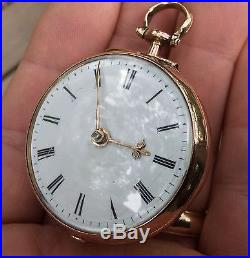 Beautiful 1780's English verge fusee Gold Plated case pocket watch by D. Edmonds