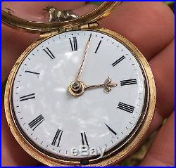 Beautiful 1780's English verge fusee Gold Plated case pocket watch by D. Edmonds