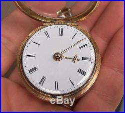 Beautiful 1780's English verge fusee Gold filled case pocket watch by D. Edmonds