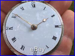 Beautiful 1791 English verge fusee silver pair case pocket watch by Geo Denham