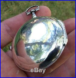 Beautiful 1791 English verge fusee silver pair case pocket watch by Geo Denham
