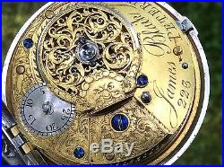Beautiful 1811 Scottish verge fusee silver pair case pocket watch by James Blaik