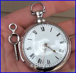 Beautiful 1817 English verge fusee silver pair case pocket watch by Reeves