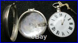 Beautiful 1829 Bullingford Verge Fusee Silver Pair Case Pocket Watch Running