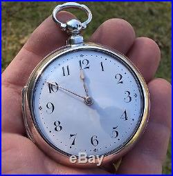 Beautiful 1829 English Verge Fusee Silver Pair Case Pocket Watch By E. Shilling