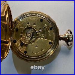 Beautiful Antique Elgin Heavy 18s Pocket Watch 14K GF Keystone Hunting Case Runs
