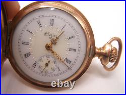 Beautiful Elgin Hunter Case Pendant Pocket Watch Decorated Dial Gf Working