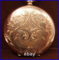 Beautiful Elgin Hunter Case Pendant Pocket Watch Decorated Dial Gf Working