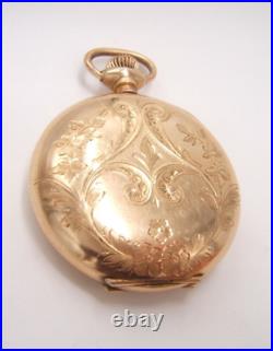 Beautiful Elgin Hunter Case Pendant Pocket Watch Decorated Dial Gf Working