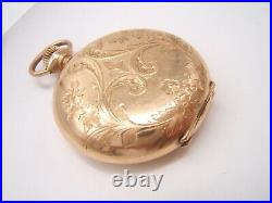 Beautiful Elgin Hunter Case Pendant Pocket Watch Decorated Dial Gf Working