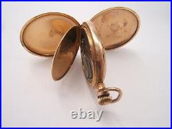 Beautiful Elgin Hunter Case Pendant Pocket Watch Decorated Dial Gf Working