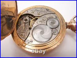 Beautiful Elgin Hunter Case Pendant Pocket Watch Decorated Dial Gf Working