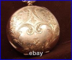 Beautiful Elgin Hunter Case Pendant Pocket Watch Decorated Dial Gf Working