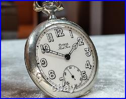 Beautiful Grana Antique Silver Pocket Watch With Relief Case With Hunting Scene