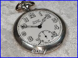 Beautiful Grana Antique Silver Pocket Watch With Relief Case With Hunting Scene