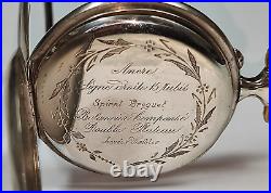 Beautiful Grana Antique Silver Pocket Watch With Relief Case With Hunting Scene