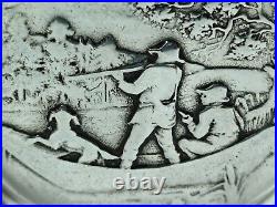Beautiful Grana Antique Silver Pocket Watch With Relief Case With Hunting Scene