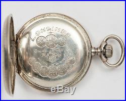 Beautiful Longines Grand Prix Antique Pocketwatch in Silver Case out of Estate