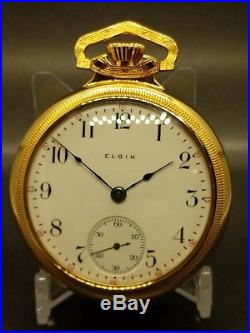 BiG 18s Elgin Men's Pocket Watch Antique in Mint Display Case! Stunner