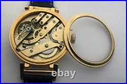 Big ANTIQUE Marriage Luxury Swiss Anonim Wristwatch Gilt case Enamel Dial
