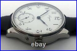 Big Antique Mechanical Marriage Luxury Swiss Wristwatch Steel Case Enamel Dial