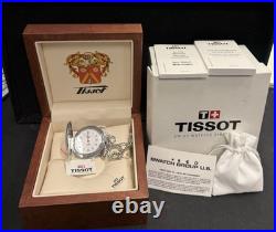 Brand New In Wooden Box Tissot 1853 Quartz Railroad Approved Pocket Watch Chain