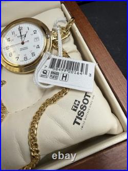 Brand New In Wooden Box Tissot 1853 Quartz Railroad Approved Pocket Watch Chain