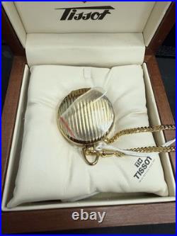 Brand New In Wooden Box Tissot 1853 Quartz Railroad Approved Pocket Watch Chain