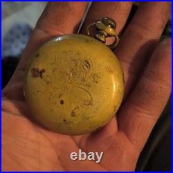 Brass Full Hunter Pocket Watch Yellow Gold Engraved Design for Men