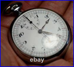 Broken Chronometer Running Pocket Watch Harman HXF 44mm Case 17j Vintage