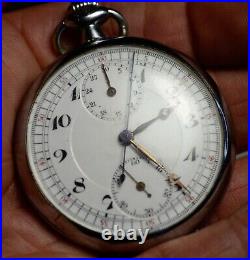 Broken Chronometer Running Pocket Watch Harman HXF 44mm Case 17j Vintage