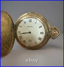 Bulova Vintage Engraved Pocket Watch Hunter Case Roman Numerals