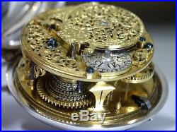 C1706 Joseph Windmills London Large Silver Pair Case Verge Fusee Pocket Watch
