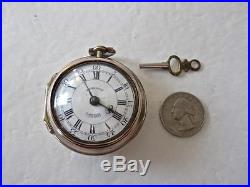C1770 English Pear Case Verge Fusee Pocket Watch by Meredith Gilt Metal Case NoR