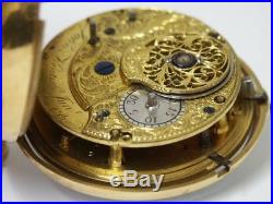 C1774 John Kentish, Jr. London. Pair Case Verge Fusee Pocket Watch With Stop Start